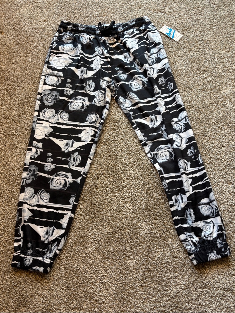 Fresh Prints of Bel-Air Men's Black Floral Jogger Pants XL NWT